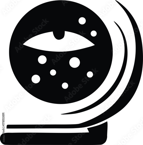 Mysterious crystal ball with eye symbol and swirling arc abstract design for mystical and fortune telling themes
