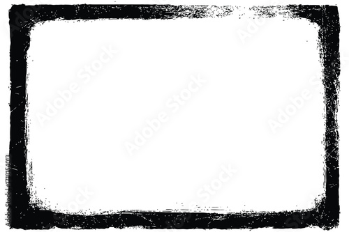 Distressed Grunge Frame with Rough Scratched Border and Dirty Ink Texture