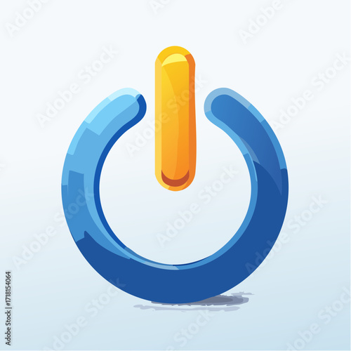 Illustration of a blue power button with a yellow vertical line in the center.