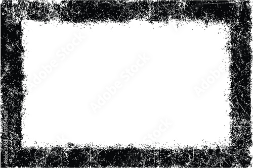 Distressed Grunge Frame with Rough Scratched Border and Dirty Ink Texture