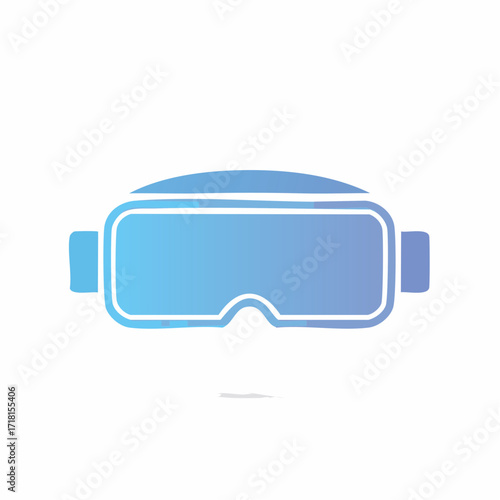 A minimalist blue and purple gradient icon of a virtual reality headset, symbolizing immersive digital experiences.