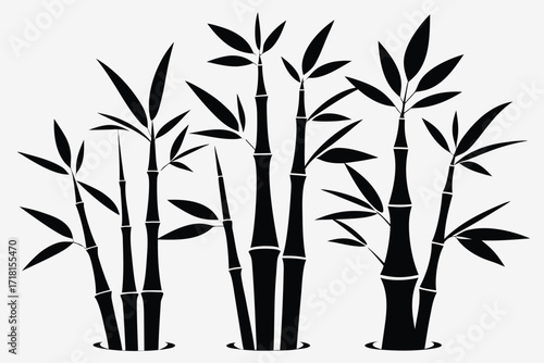 Illustration of bamboo stalks and leaves