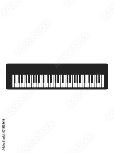 Modern black digital piano keyboard isolated on white background