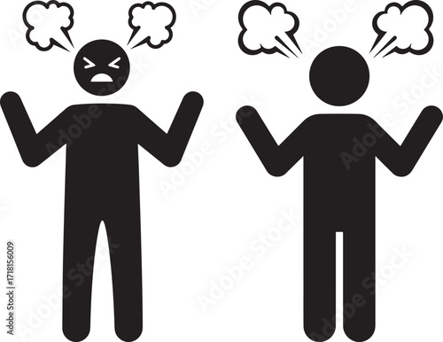 Two angry people arguing silhouette