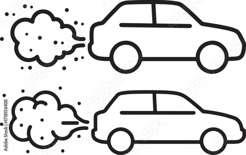 Two cars emitting smoke silhouette