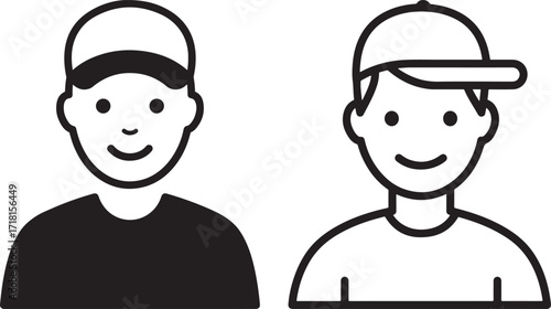 Two men wearing baseball caps silhouette