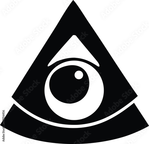 Mysterious all seeing eye symbol within a geometric triangle design for esoteric and spiritual concepts powerful iconic emblem