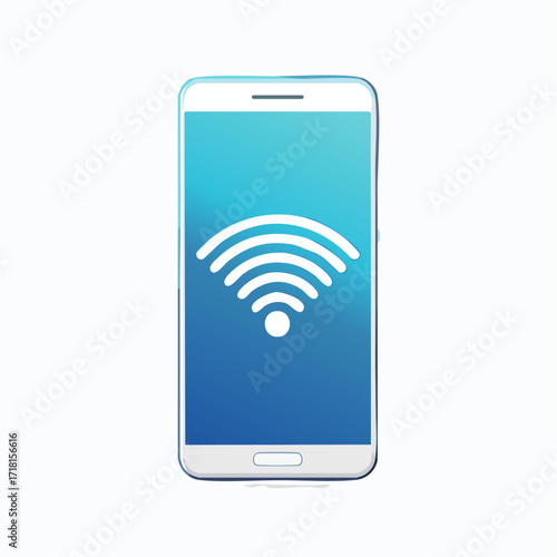 Smartphone with WiFi symbol on the screen, indicating wireless connectivity.