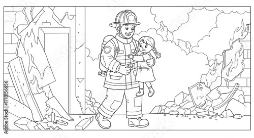 Firefighter rescuing child