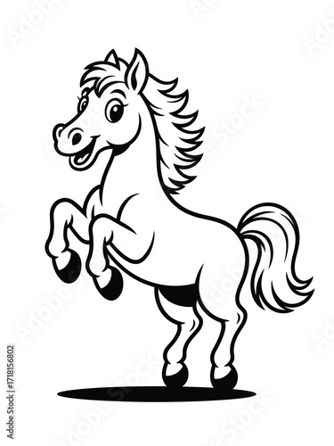 Cartoon horse rearing up with a playful expression