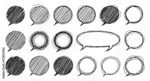 Hand drawn circle line sketch set. Vector circular scribble doodle round circles for message note mark design element