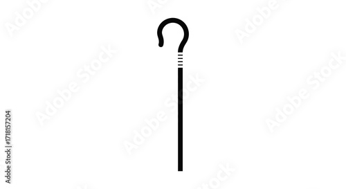 Simple black and white illustration of a shepherd s crook or walking stick