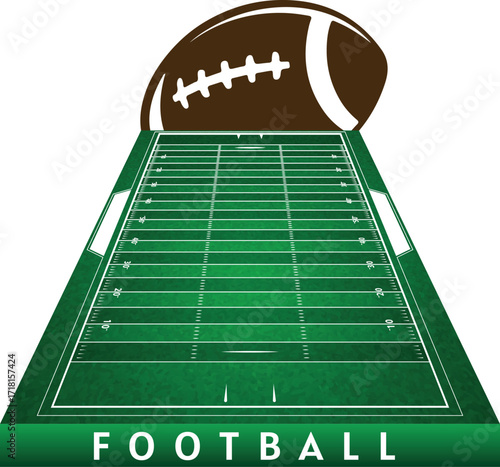 3d Football Green Field EPS. American Football Field with Line and Grass Texture. touch downs vector illustration