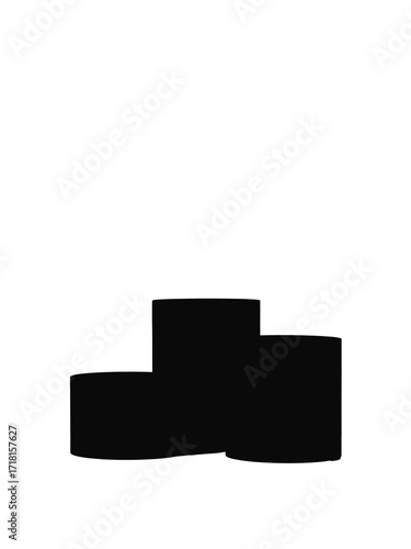 Black silhouette of a three tiered winner s podium against a white background