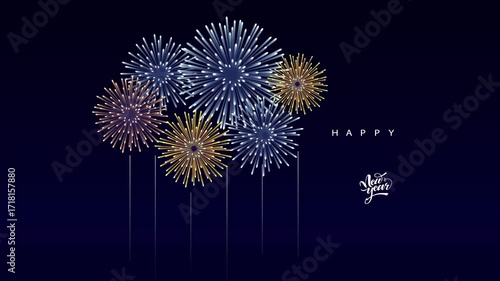 Happy New Year Animated Background with Fireworks and Glitter Perfect for Festive Celebrations Holiday Videos Greetings and Social Media Content