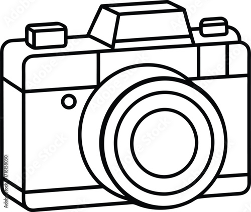 Whimsical Camera Illustration Capturing Timeless Memories in a Minimalist Black and White Design Perfect for Creative Projects and Artistic Expressions