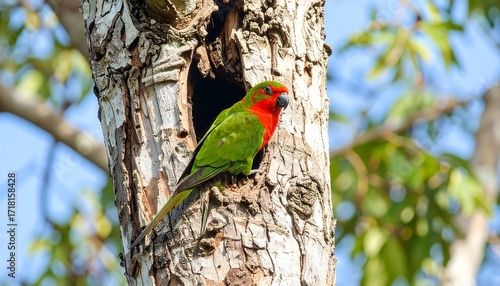 Parrot in a tree hollow