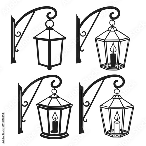 Ornate Wall Lantern Silhouettes lamp light