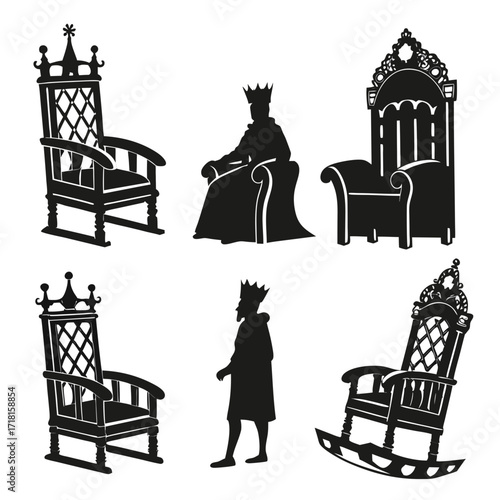 Royal Chairs and King Silhouettes throne queen silhouette