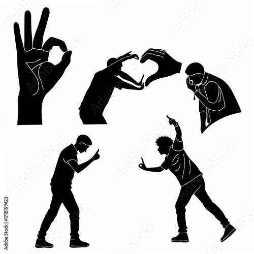 Silhouette Gestures and Figures Collection hand ok sign