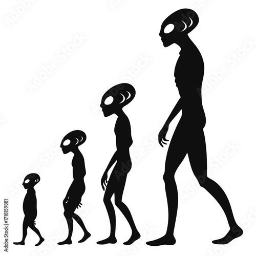 Silhouette Series of Evolving Alien Figures extraterrestrial