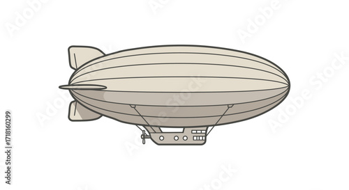 Simple illustration of a classic airship or blimp in a neutral tone