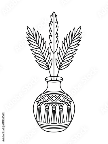Ancient egyptian vase with papyrus reeds illustration