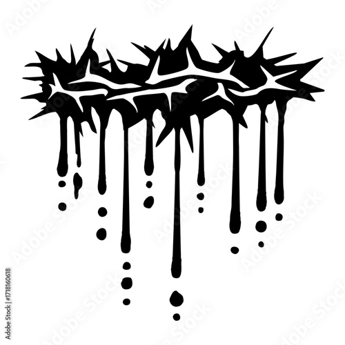 Jesus Christ Thorns Crown Graffiti Drops Catholic Protestant