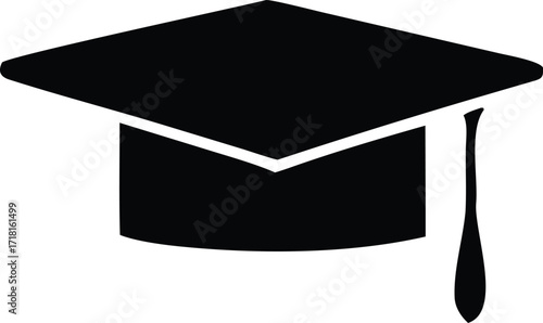 Academic graduation cap symbol simple silhouette for education achievement celebration and commencement ceremonies
