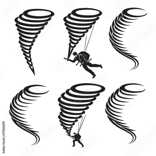 Tornadoes And Parachutist Silhouettes storm weather
