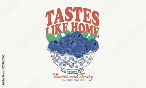 Sweet berry. Blueberries fruit artwork. Organic food artwork for for t-shirt. Fresh Blueberries fruit print. Fruit club print design. 
