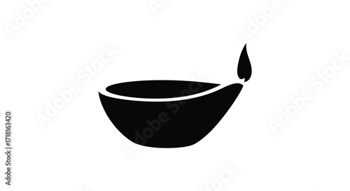Simple black and white illustration of a traditional oil lamp design