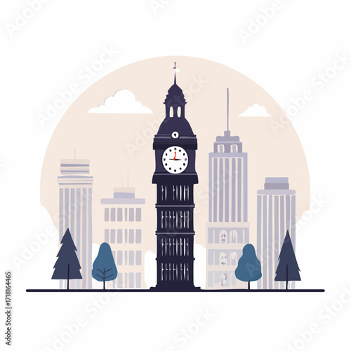 London cityscape featuring Big Ben and modern skyscrapers.
