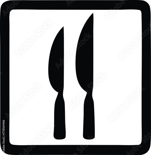 Two silhouette kitchen knives one large and one small representing culinary tools and cooking preparation
