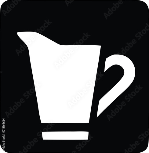 Simple white pitcher icon graphic represents beverage container for kitchen use and food service
