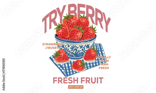 Fresh strawberry fruit with print bow. You are so berry sweet. Sweet and juicy strawberry t shirt artwork.	 Strawberry bowl drawing.