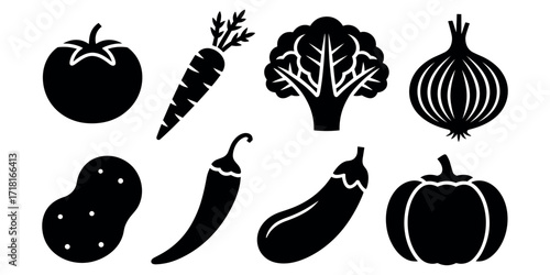 Delicious Vegetables black and white line art design featuring a selection of fresh vegetables, capturing the simplicity and essence of each produce item. perfect for kitchen.