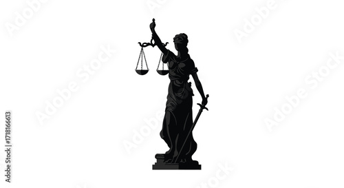 Statue of lady justice holding scales and a sword symbolic representation