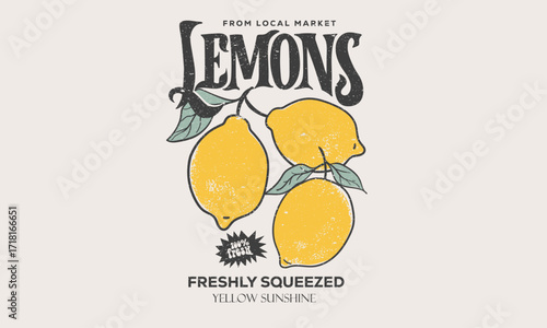 Squeezed art. Summer food poster design. Lemon fruit set. Fresh lemon fruit print. Nature fruit club print design. Organic food artwork for for t-shirt.