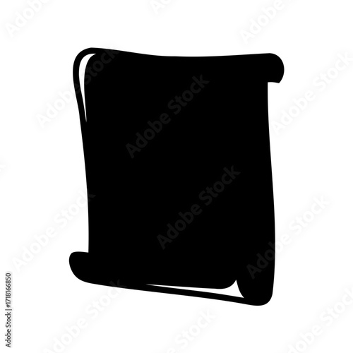 Black silhouette of an old scroll, symbolizing knowledge, history, and mysteries