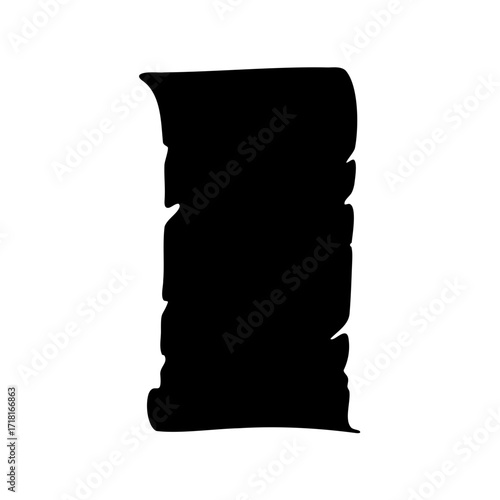 Silhouette of a tattered and torn ancient scroll or old parchment sheet