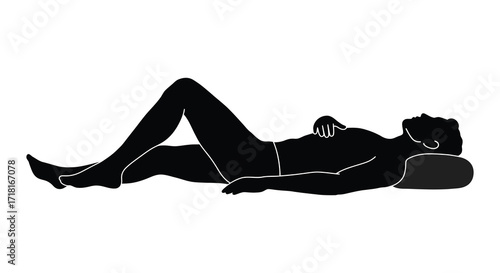 Silhouette of a pregnant woman lying down in a relaxed pose