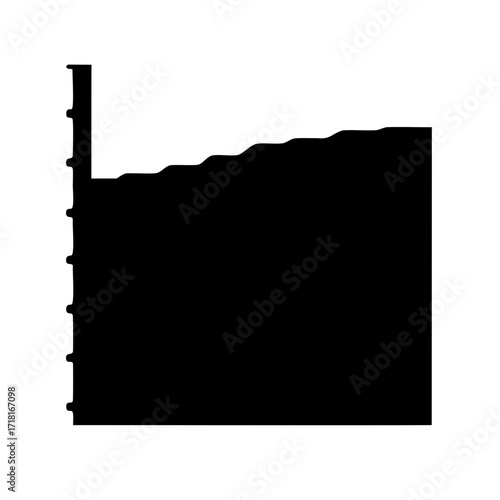 Abstract architectural silhouette illustration with a stepped horizontal and a vertical component