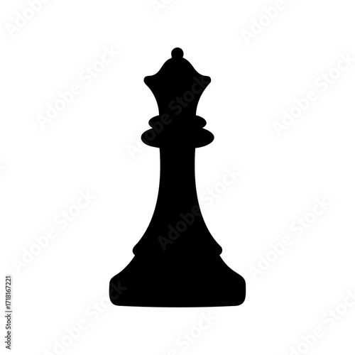 Elegant Black Chess Queen Silhouette on White Background for Strategic Visuals