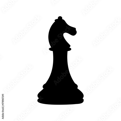 Black Silhouette Depiction of a Chess Knight Piece on a White Background