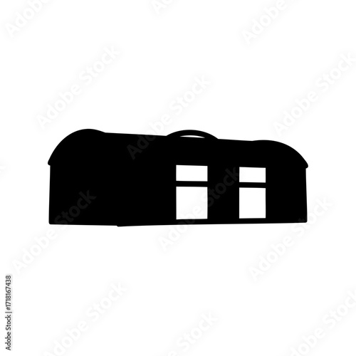 Silhouette of a Mysterious Trunk with Two Windows and a Handle