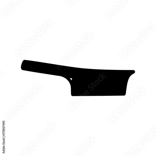 Black and white silhouette of a frying pan used for cooking foods