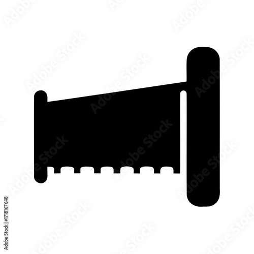 Stylized silhouette illustration of a manual hand saw for cutting wood or metal