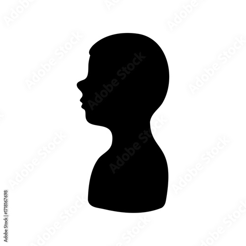 Silhouette of a child's head and shoulders in profile view