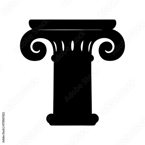 Black silhouette of a classical Ionic column against a white background